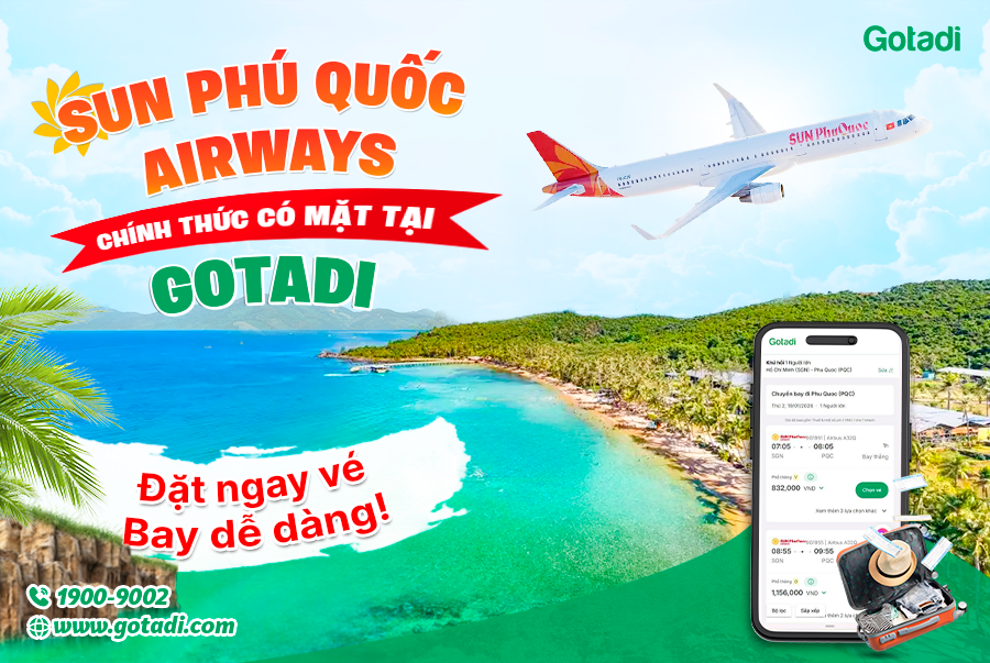 Sun PhuQuoc Airways chính thức có mặt trên Gotadi