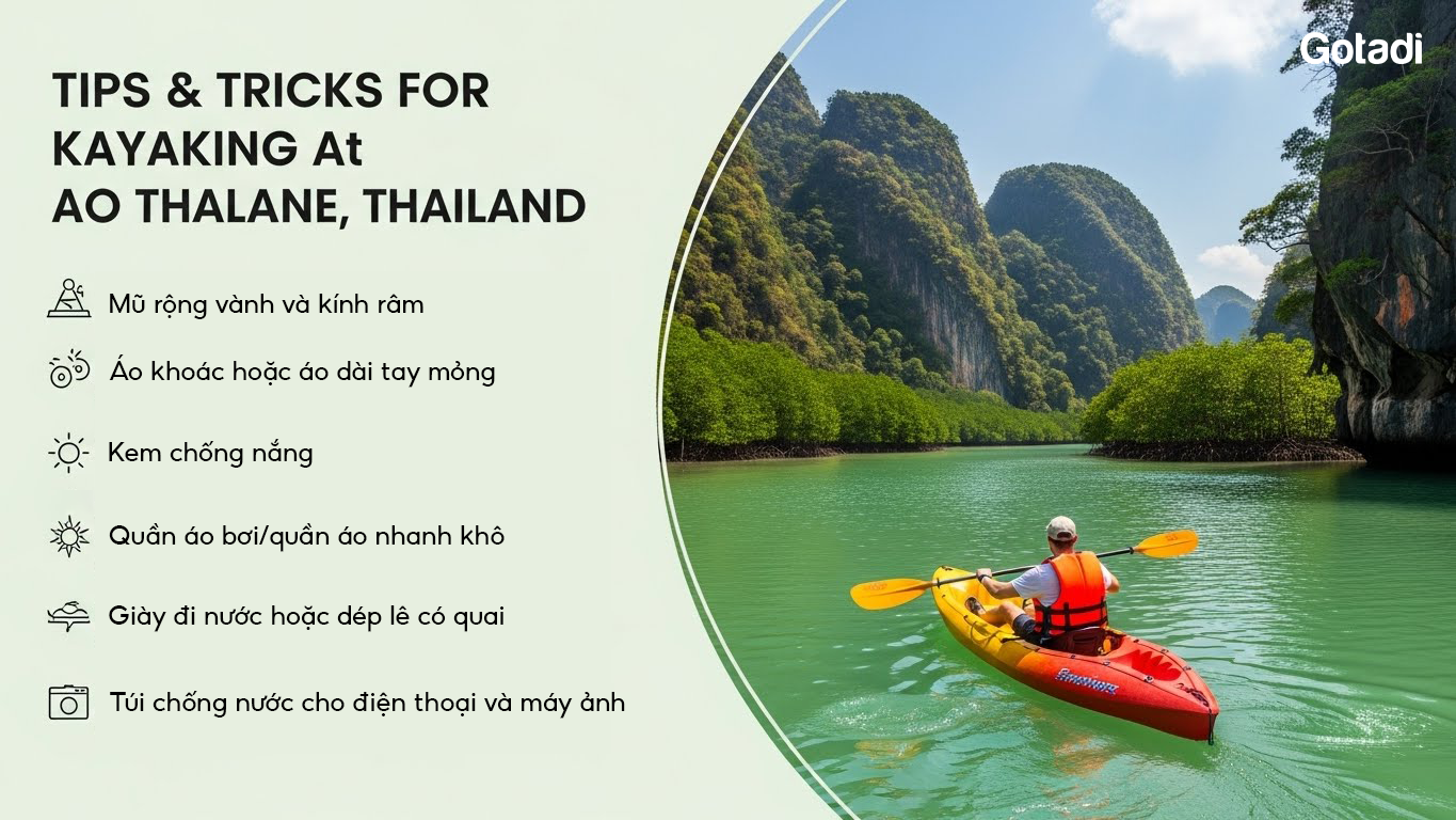 lưu ý chèo kayak tại Ao Thalane Thái Lan