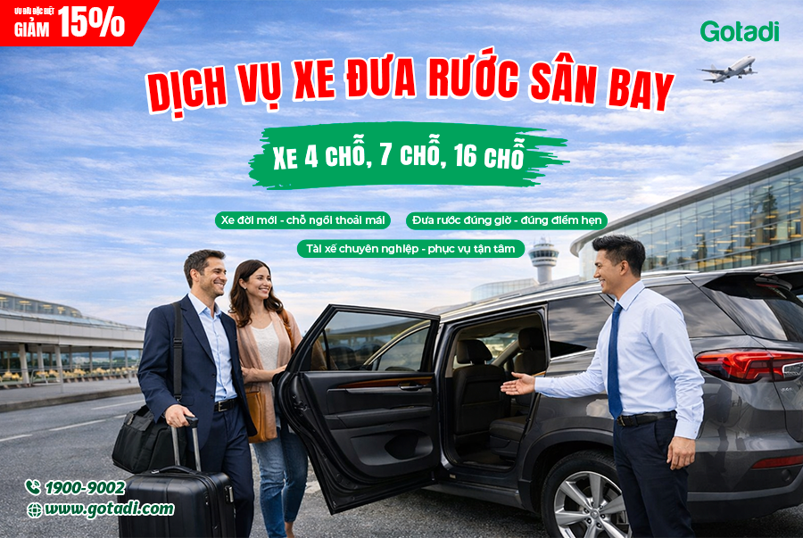 Giảm 15% dịch vụ xe đưa đón sân bay – Đi sân bay không lo trễ giờ